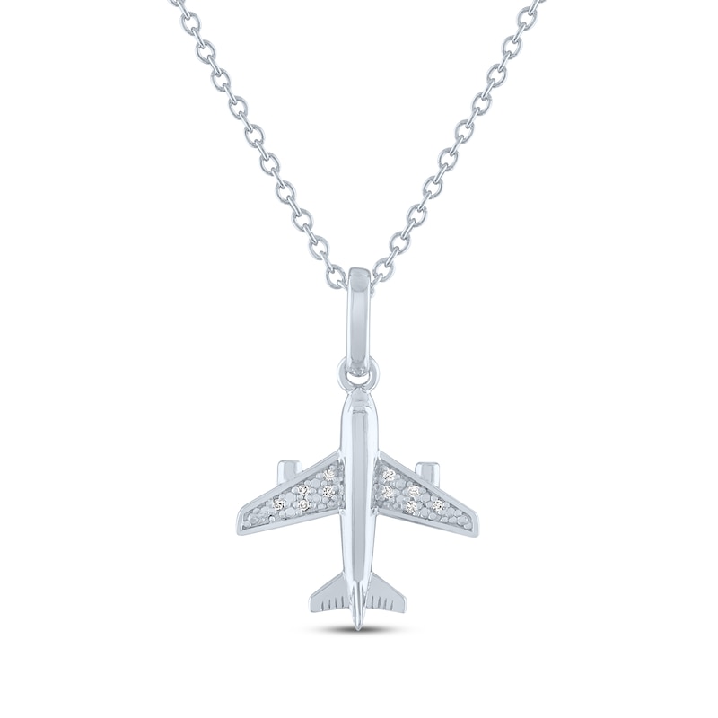 Kay Outlet Diamond Airplane Necklace Sterling Silver 18