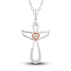 Thumbnail Image 1 of Diamond Cross/Angel Necklace 1/15 ct tw Round-cut Sterling Silver & 10K Rose Gold 18&quot;