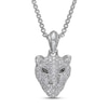 Thumbnail Image 1 of Men's Black & White Diamond Panther Necklace 7/8 ct tw Round-cut 10K White Gold 22&quot;