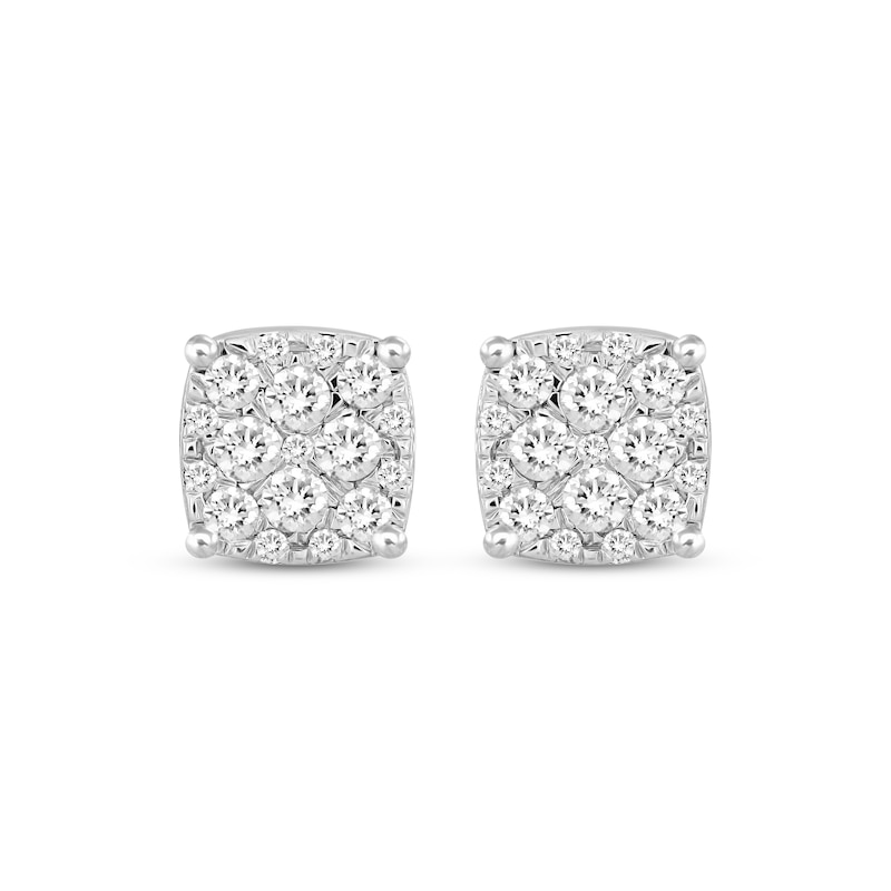 Main Image 2 of Men's Diamond Stud Earrings Round-cut 10K White Gold