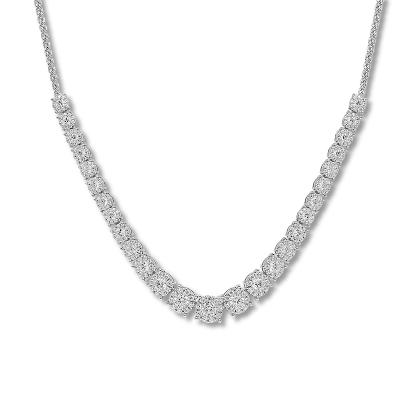 Main Image 1 of Diamond Necklace 5 ct tw Round-cut 14K White Gold 18&quot;