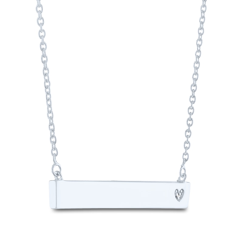 Main Image 2 of Diamond Heart Bar Necklace Sterling Silver 16.75&quot;