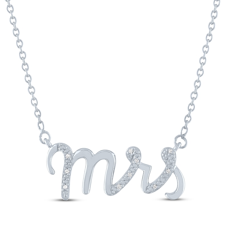 Diamond Mrs Necklace Sterling Silver 17.25"