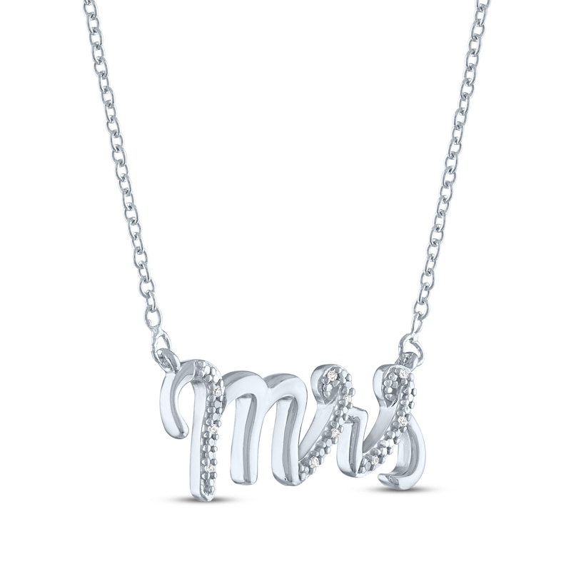 Diamond Mrs Necklace Sterling Silver 17.25"