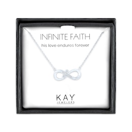 Diamond Infinity Cross Necklace Sterling Silver 17.25&quot;