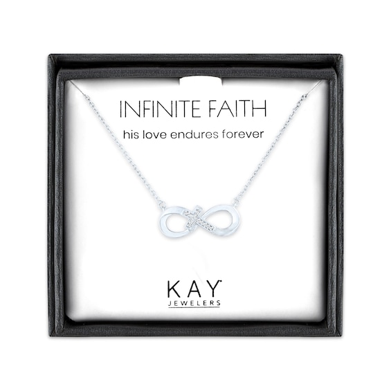 Diamond Infinity Cross Necklace Sterling Silver 17.25"