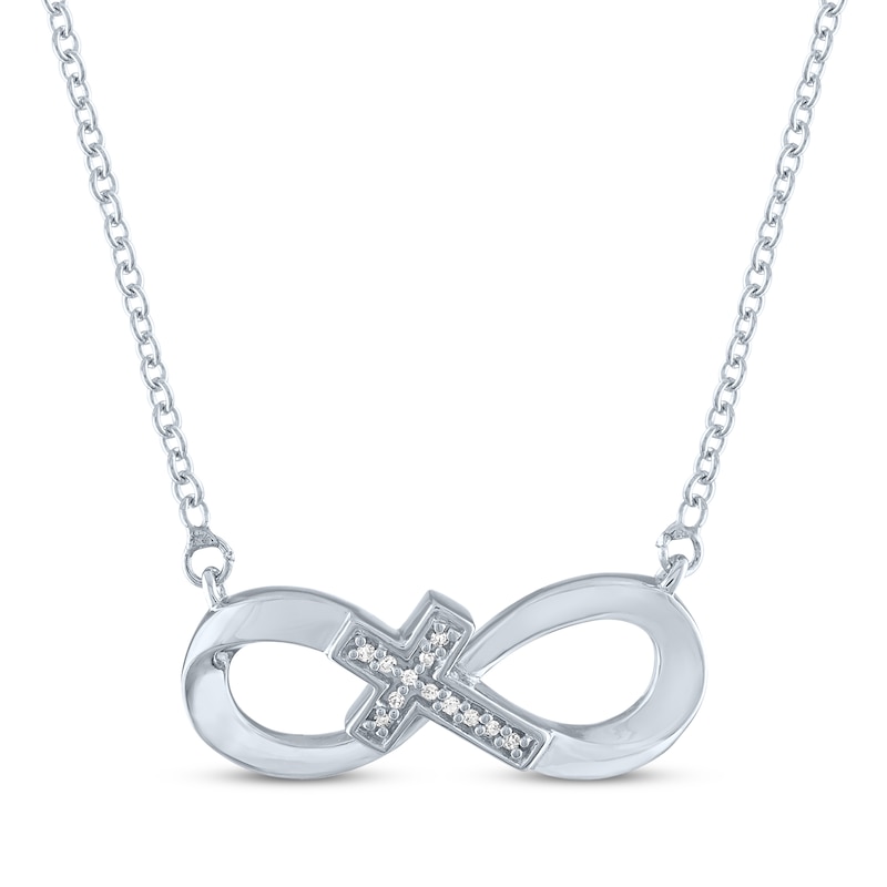 Main Image 2 of Diamond Infinity Cross Necklace Sterling Silver 17.25&quot;