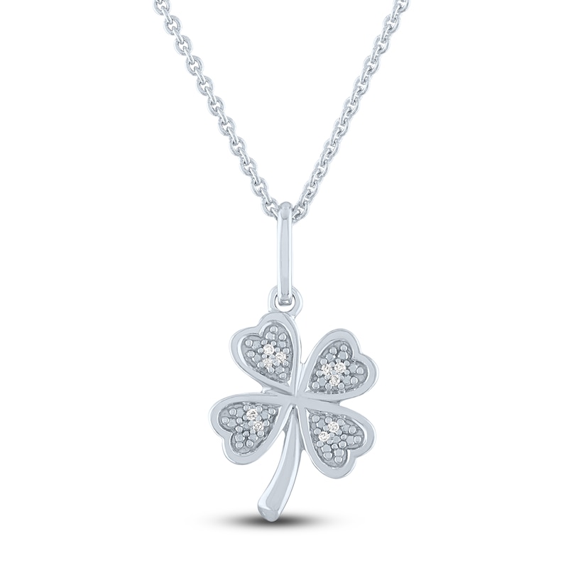 Diamond Four-Leaf Clover Necklace 1/20 ct tw Sterling Silver 18