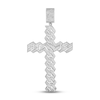 Thumbnail Image 1 of Men's Diamond Cross Curb Pendant 1-1/2 ct tw Round-cut 10K White Gold