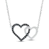 Thumbnail Image 1 of Black & White Diamond Heart Necklace 1/5 ct tw Round-cut Sterling Silver 18&quot;