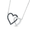 Thumbnail Image 2 of Black & White Diamond Heart Necklace 1/5 ct tw Round-cut Sterling Silver 18&quot;