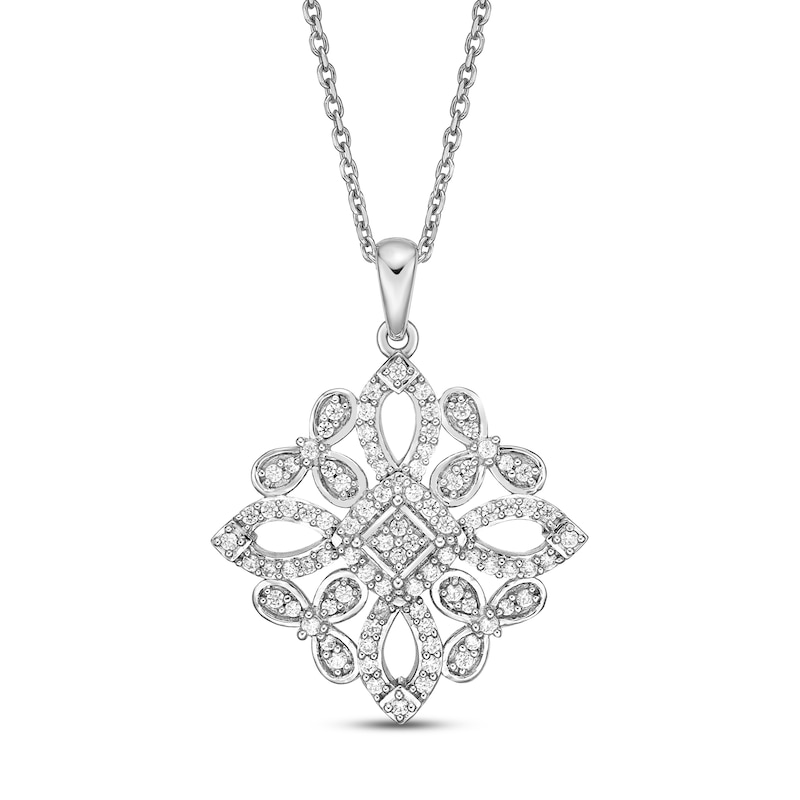 Main Image 1 of Diamond Necklace 1/3 ct tw Round-cut Sterling Silver 18&quot;