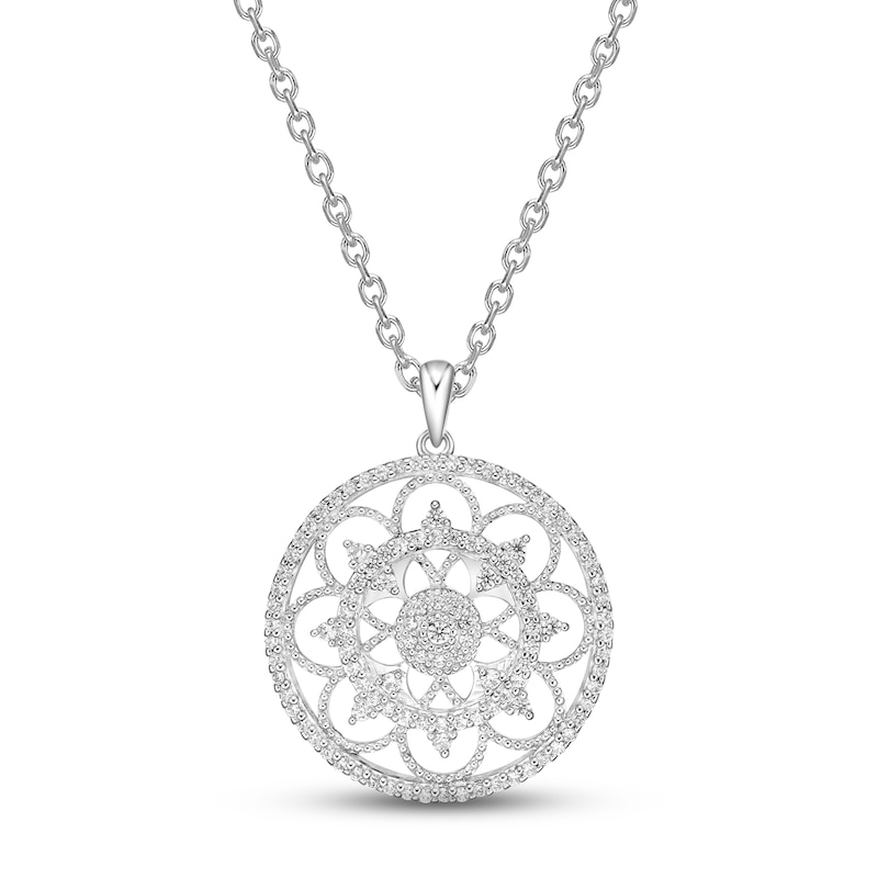 Main Image 1 of Diamond Openwork Necklace 1/2 ct tw Round-cut Sterling Silver 18&quot;