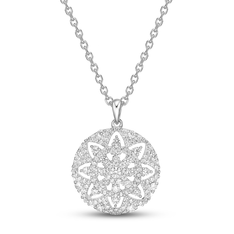 Main Image 1 of Diamond Openwork Necklace 3/4 ct tw Round-cut Sterling Silver 18&quot;