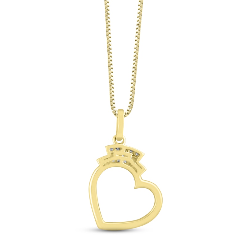 Main Image 4 of Diamond Nurse Heart Necklace 1/6 ct tw Round-cut 10K Yellow Gold 18&quot;