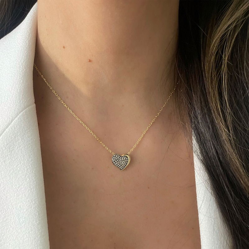 Main Image 5 of Godiva x Le Vian Diamond Heart Necklace 3/8 ct tw 14K Honey Gold 19&quot;