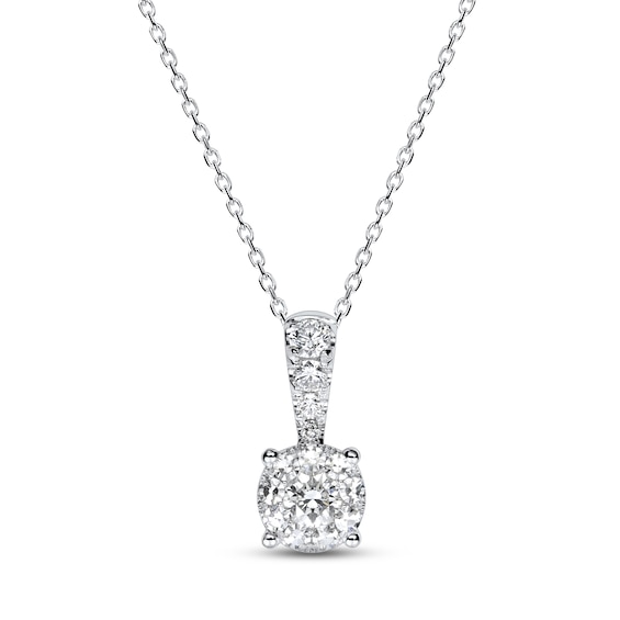 Multi-Diamond Necklace 3/8 ct tw Round-cut 14K White Gold 18"