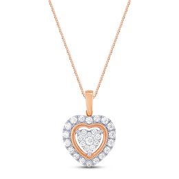 Multi-Diamond Heart Necklace 1/2 ct tw Round-cut 10K Two-Tone Gold 18&quot;