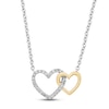 Thumbnail Image 1 of Diamond Double Heart Necklace 1/6 ct tw Round-cut Sterling Silver & 10K Yellow Gold 18&quot;