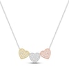 Thumbnail Image 0 of Diamond Three-Heart Necklace 1/4 ct tw Round-cut 10K Tri-Tone Gold 18"