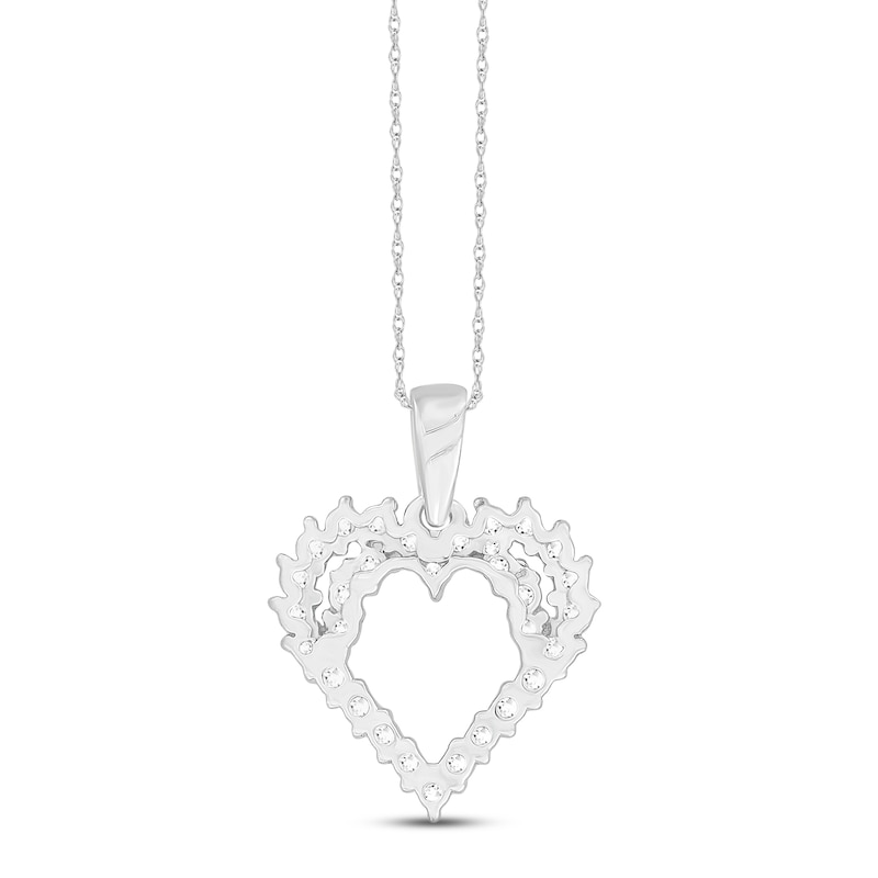 Diamond Heart Necklace 1/4 ct tw Round-cut 14K White Gold 18"