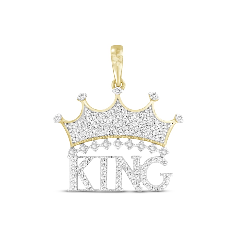 Main Image 1 of Men's Diamond &quot;King&quot; Crown Charm 1/3 ct tw Round-cut 10K Yellow Gold