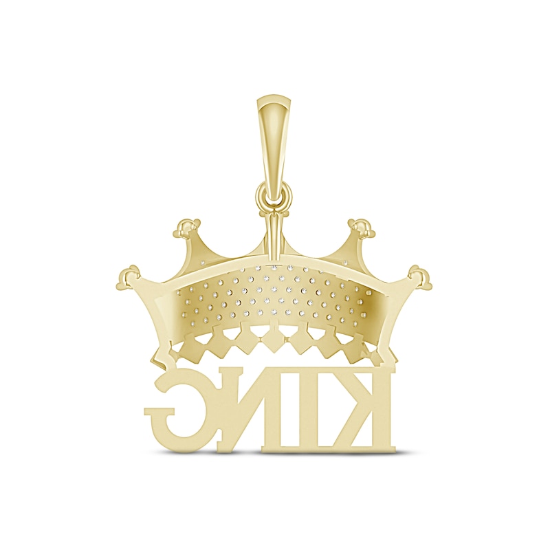 Main Image 4 of Men's Diamond &quot;King&quot; Crown Charm 1/3 ct tw Round-cut 10K Yellow Gold