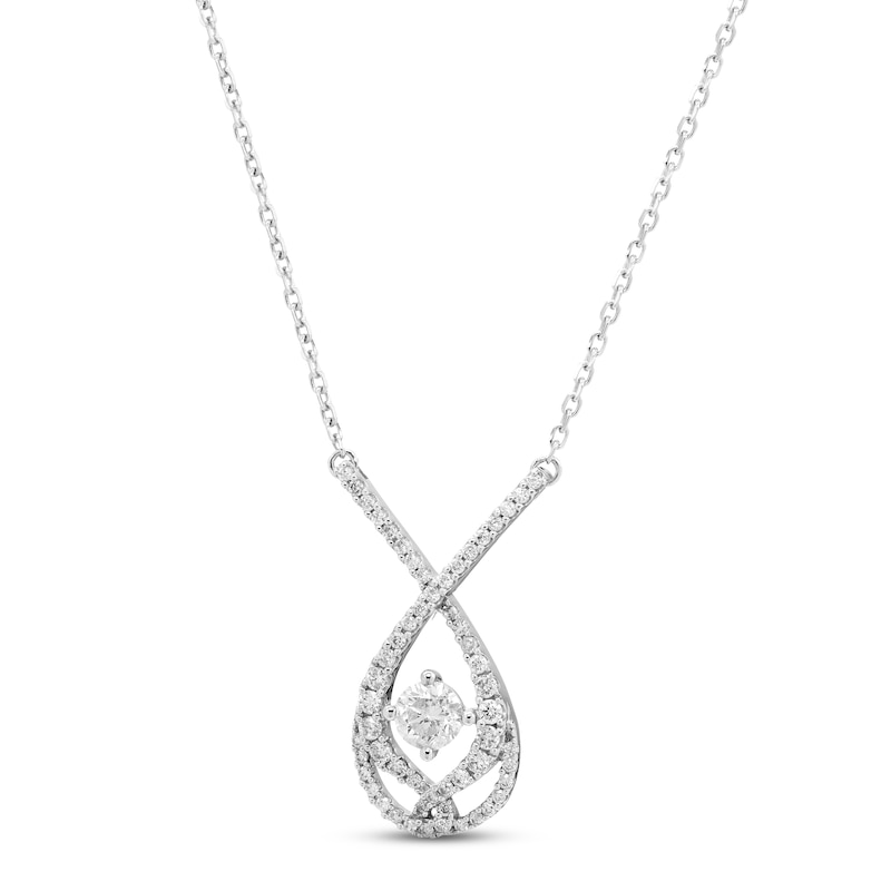 Diamond Initial V Necklace 1/20 ct tw Round-cut 10K White Gold