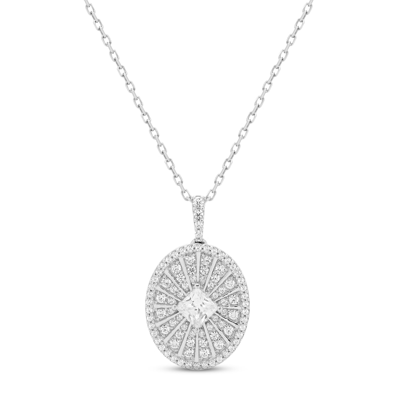 Main Image 1 of Diamond Necklace 1/2 ct tw Princess & Round-cut 10K White Gold 18&quot;