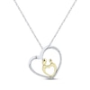 Thumbnail Image 1 of Mother & Child Heart Diamond  Necklace 1/10 ct tw Round-cut Sterling Silver & 10K Yellow Gold