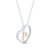 Thumbnail Image 2 of Mother & Child Heart Diamond  Necklace 1/10 ct tw Round-cut Sterling Silver & 10K Yellow Gold