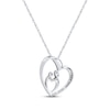 Thumbnail Image 3 of Mother & Child Heart Diamond  Necklace 1/10 ct tw Round-cut Sterling Silver & 10K Yellow Gold