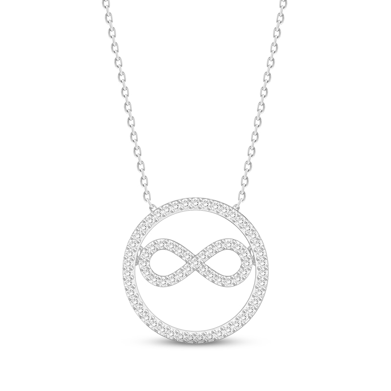 Main Image 1 of Diamond Infinity Circle Necklace 1/6 ct tw Round-cut Sterling Silver 18&quot;