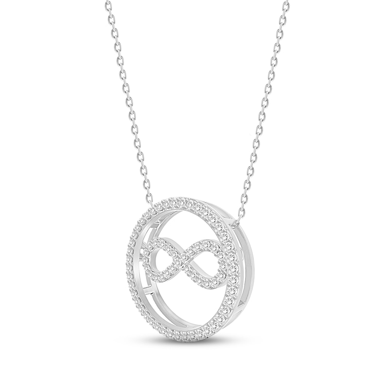 Main Image 2 of Diamond Infinity Circle Necklace 1/6 ct tw Round-cut Sterling Silver 18&quot;