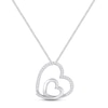 Thumbnail Image 1 of Diamond Double Heart Necklace 1/10 ct tw Round-cut Sterling Silver 19&quot;