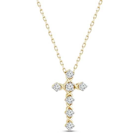 XO from Kay Diamond Cross Necklace 1/3 ct tw Round-cut 10K Yellow Gold 18"