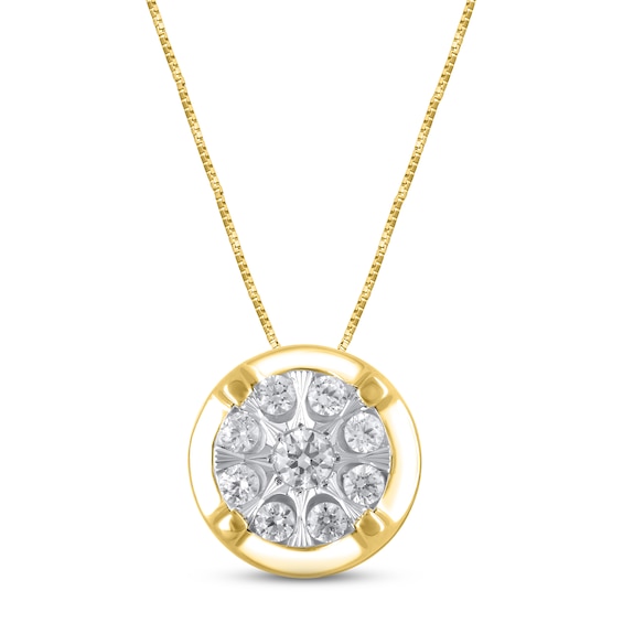 Diamond Circle Necklace 1/4 ct tw Round-cut 10K Two-Tone Gold 18"