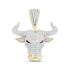 Thumbnail Image 1 of Men's Diamond & Ruby Bull Charm 3/4 ct tw Round-cut 10K Yellow Gold