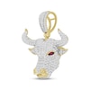 Thumbnail Image 2 of Men's Diamond & Ruby Bull Charm 3/4 ct tw Round-cut 10K Yellow Gold