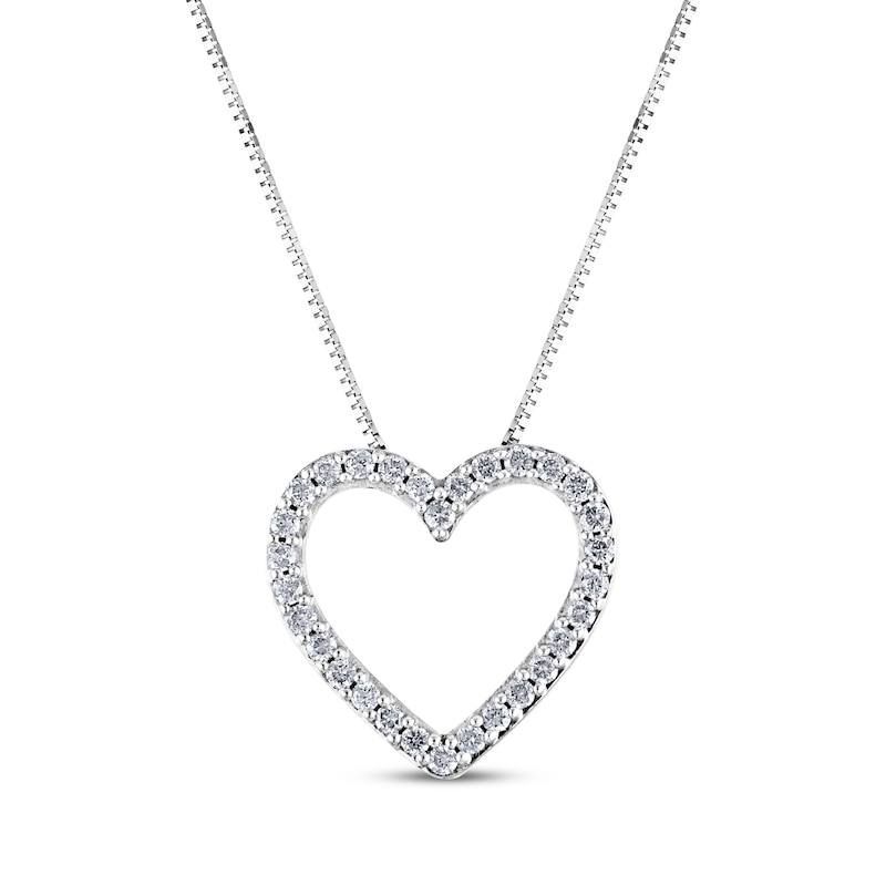 Diamond Heart Outline Necklace 1/2 ct tw 14K White Gold 18