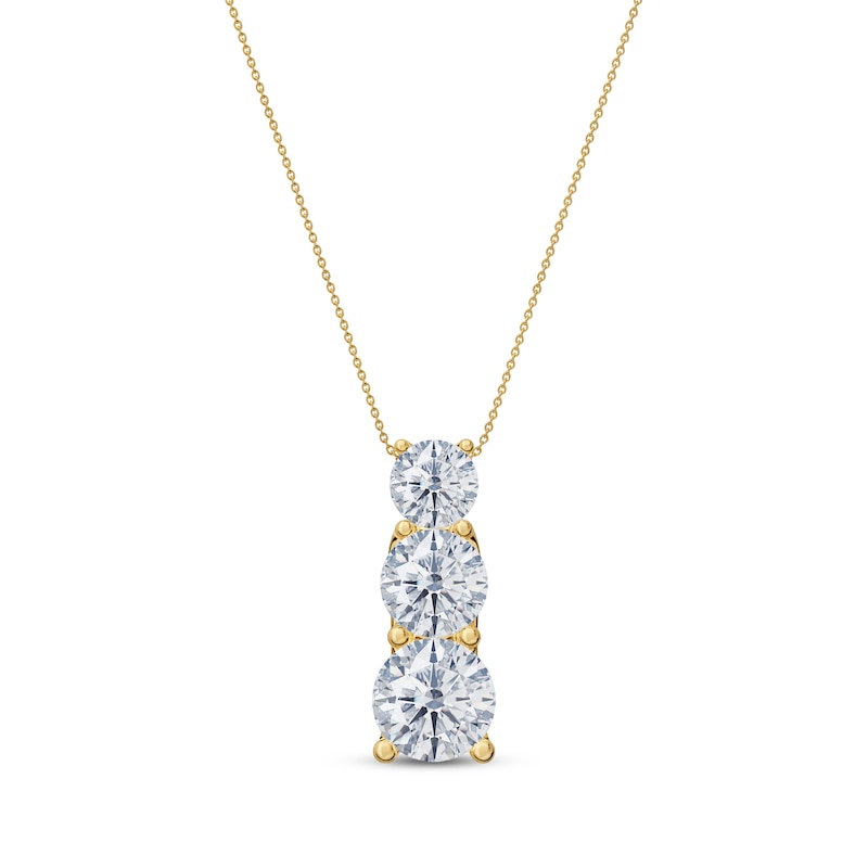 Main Image 1 of Diamond Graduated Three-Stone Drop Necklace 1 ct tw 14K Yellow Gold 18&quot;