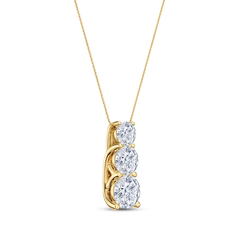 Main Image 2 of Diamond Graduated Three-Stone Drop Necklace 1 ct tw 14K Yellow Gold 18&quot;