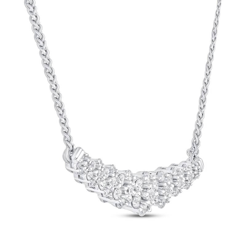 Profili 18ct White Gold Flat Mesh Link Necklet With Pave Set Diamond Clip  (Available Separately)