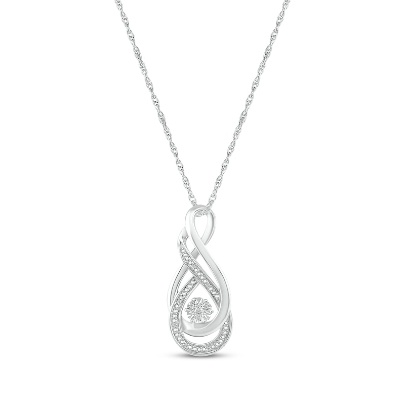 Main Image 1 of Diamond Twist Infinity Necklace Sterling Silver 18&quot;