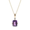 Thumbnail Image 0 of Emerald-Cut Amethyst & Diamond Necklace 10K Yellow Gold 18”