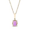 Thumbnail Image 1 of Emerald-Cut Amethyst & Diamond Necklace 10K Yellow Gold 18”