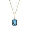 Thumbnail Image 1 of Emerald-Cut London Blue Topaz & Diamond Necklace 10K Yellow Gold 18”