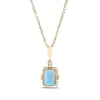 Thumbnail Image 2 of Emerald-Cut London Blue Topaz & Diamond Necklace 10K Yellow Gold 18”