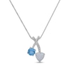 Thumbnail Image 1 of Heart-Shaped Lab-Created Opal, Round-Cut Swiss Blue Topaz & White Lab-Created Sapphire Necklace Sterling Silver 18&quot;