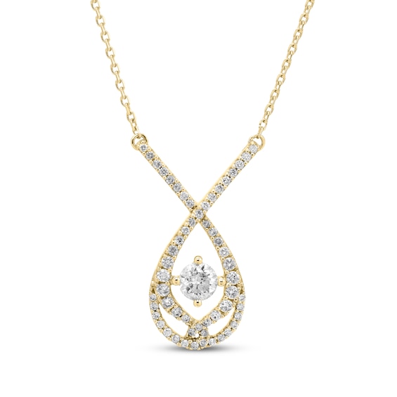 Love Entwined Round-Cut Diamond Necklace 1 ct tw 10K Yellow Gold 18